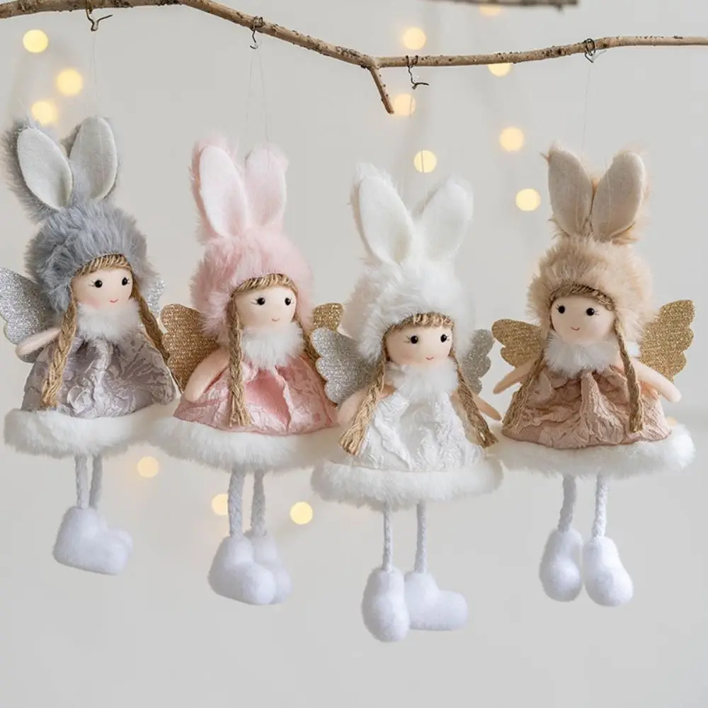 Multicolor Christmas Hanging Pendants Plush Angel Girl Doll Drop Ornaments Festival Favor Embellishment Xmas Tree Decorations