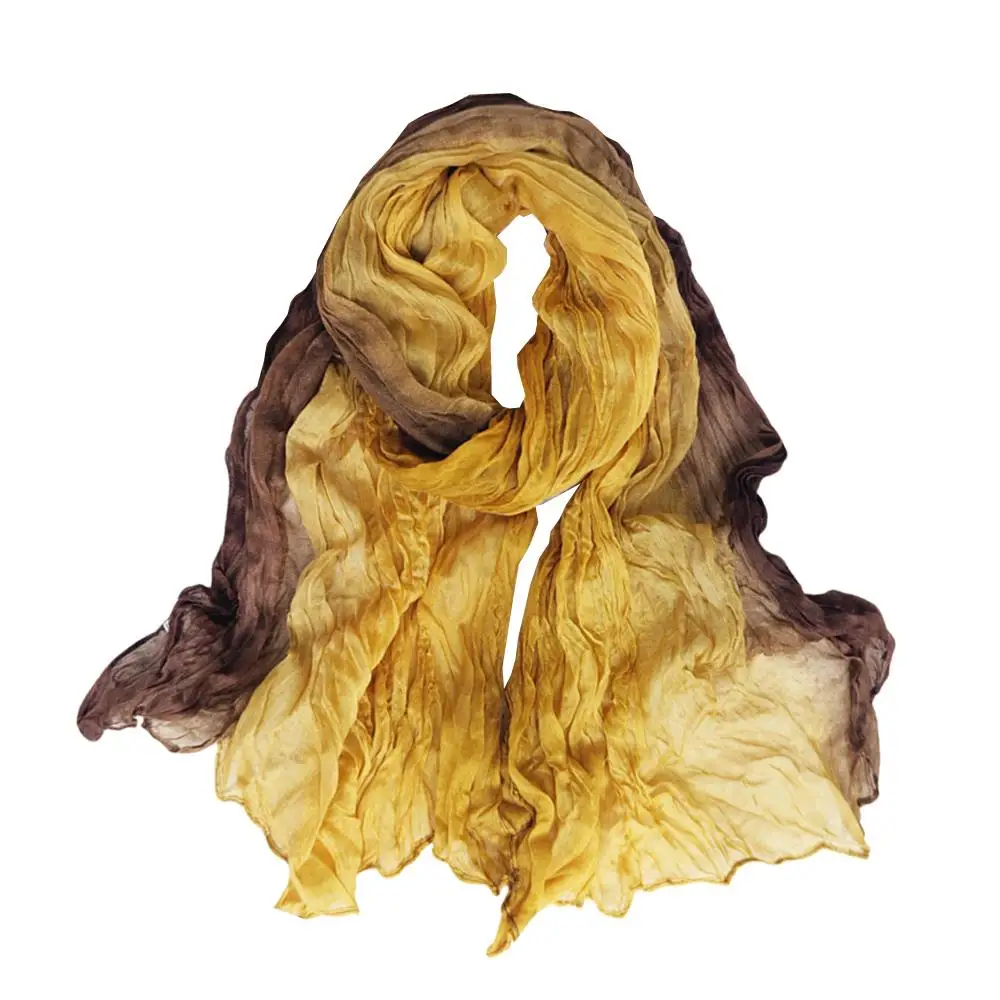 Syal Biru Gradien Musim Gugur Musim Dingin Syal Gaya Etnik Retro Syal Selendang Berlipat Panjang Pewarna Dasi Wanita Syal Sutra Berlipat Luar Ruangan