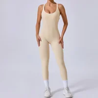 Sexy Cross Backless Bodycon Sporty Jumpsuit with Cups Women One Piece Gym Workout Outfit Sportswear Sleeveless Fitness Overalls - Image 4