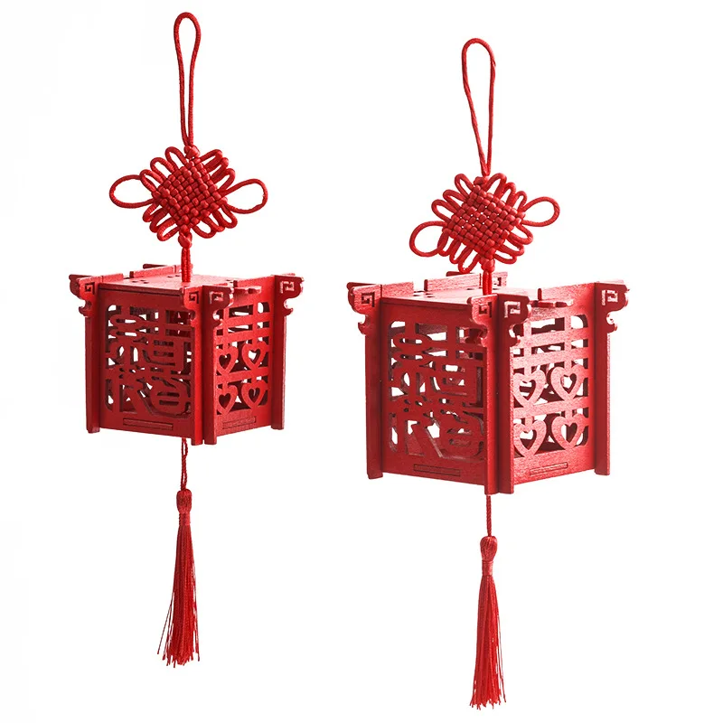 

Lantern Candy Box Party Favor Chinese Red Wooden Laser Cut Wedding Candy Boxes Gifts