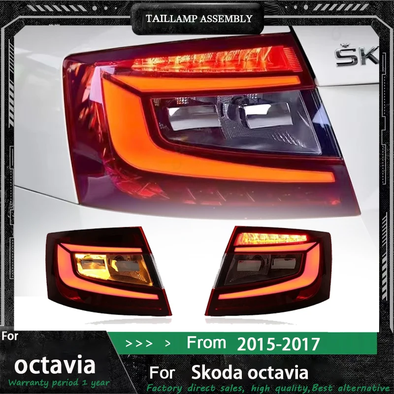 Taillight Assembly Modified Light Guide Driving LED Brake Light Taillight For 2015-2017 Rs Models Skoda Octavia