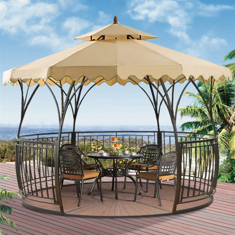 Hot-selling Outdoor Waterproof Metal  Pergola Gazebo Pavilion Round Gazebo With floor