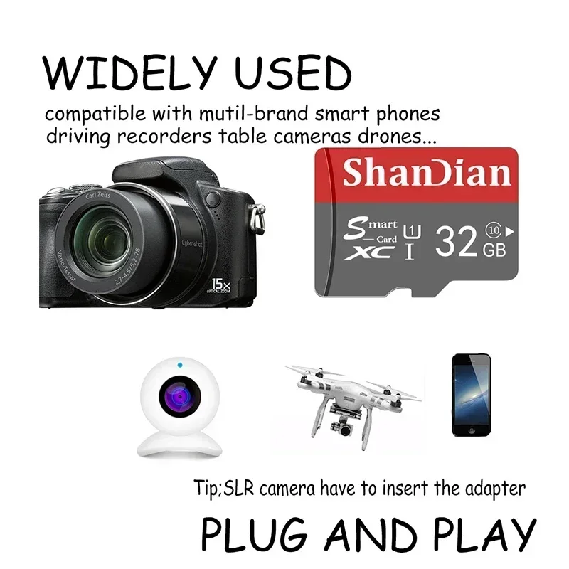 SHANDIAN 100% Originele Mini SD-kaart 128 GB Klasse 10 TF 32 GB 64 GB 16 GB 8 GB Hoge Snelheid Geheugenkaart voor Telefoon Tablet Flash Card