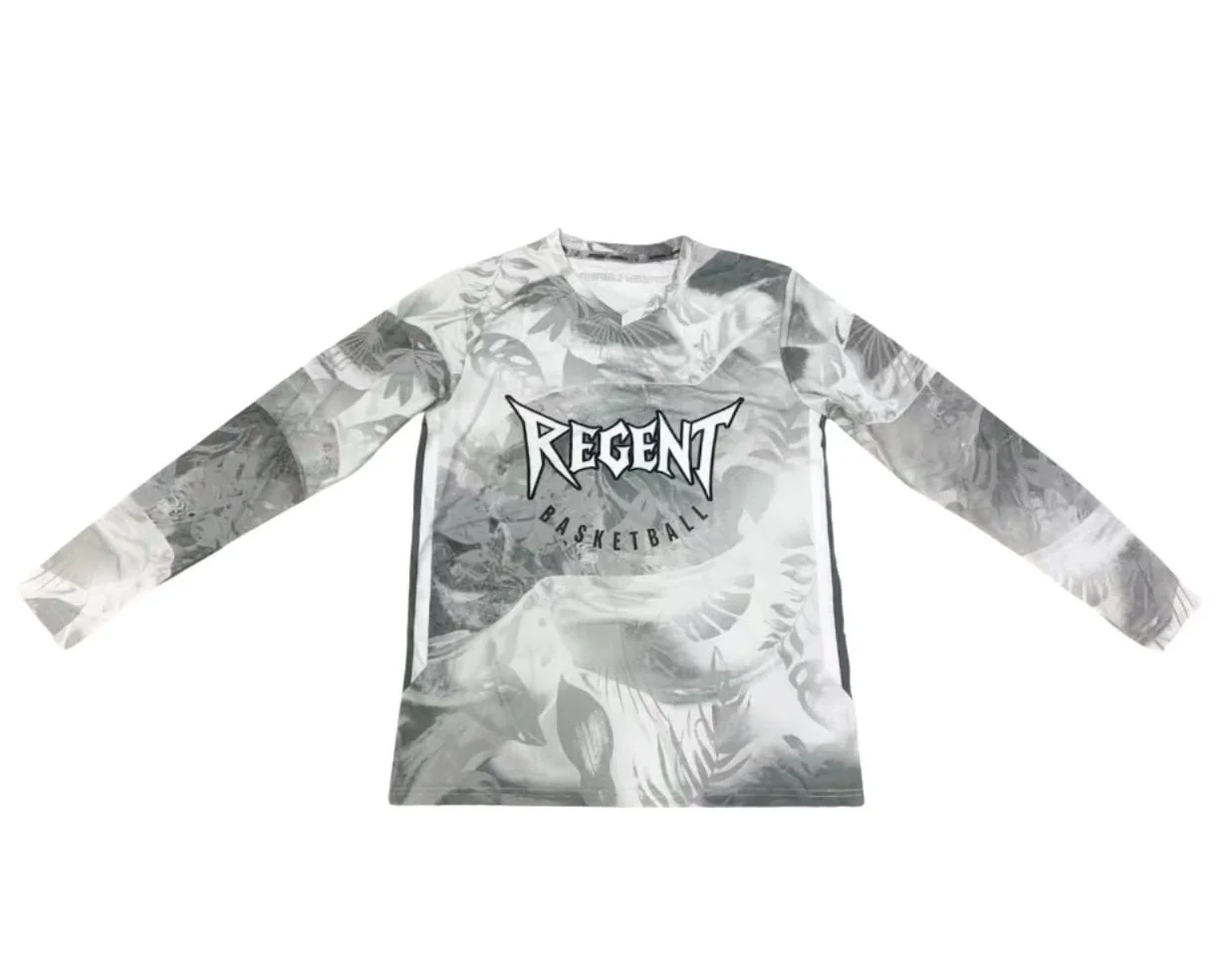 

Men's Basketball Streetwear Long Sleeve Shirt Grey Camouflage Plant Print Oversize Sports Casual Top Fashion Trendy Tee 2025