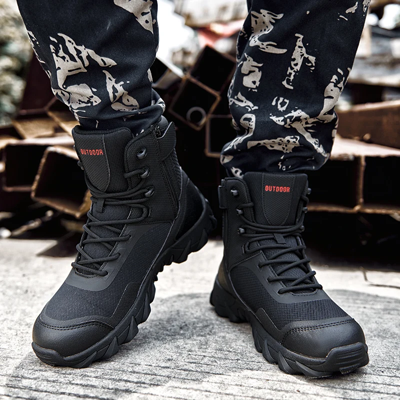 Upgraded Tactics Combat Training Boots Male Outdoors Camping Anti-wear Rapid Response Hiking Shoes Fishing Hunting Sneakers Men