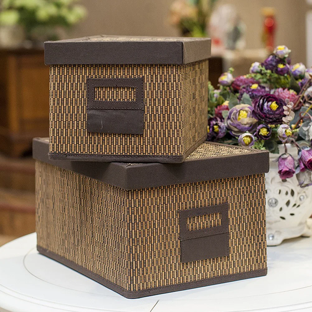 

Bamboo Storage Basket Foldable Stainproof Laundry Hamper Lightweight Handle Household Organizer Storage Bin for Clothes Blankets