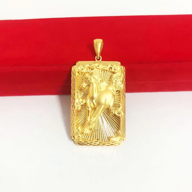 Luxury 18 KT Gold Color Rectangle Eagle Horse Pendant for Men Women DIY Tag Gold Plated Pendant Birthday Fine Jewelry Gifts