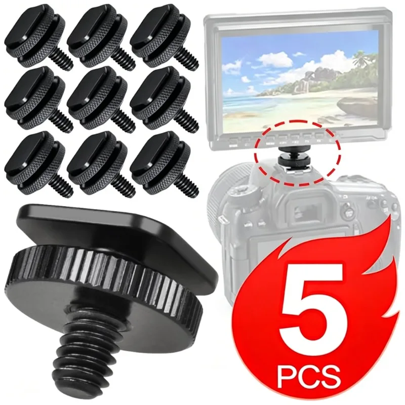 New Camera Hot Shoe Mount Adapters 1/4 Inches 20 Tripod Screw Flash Shoe Mount Monitor Bracket for DSLR Camera Rig 1/3/5PCS