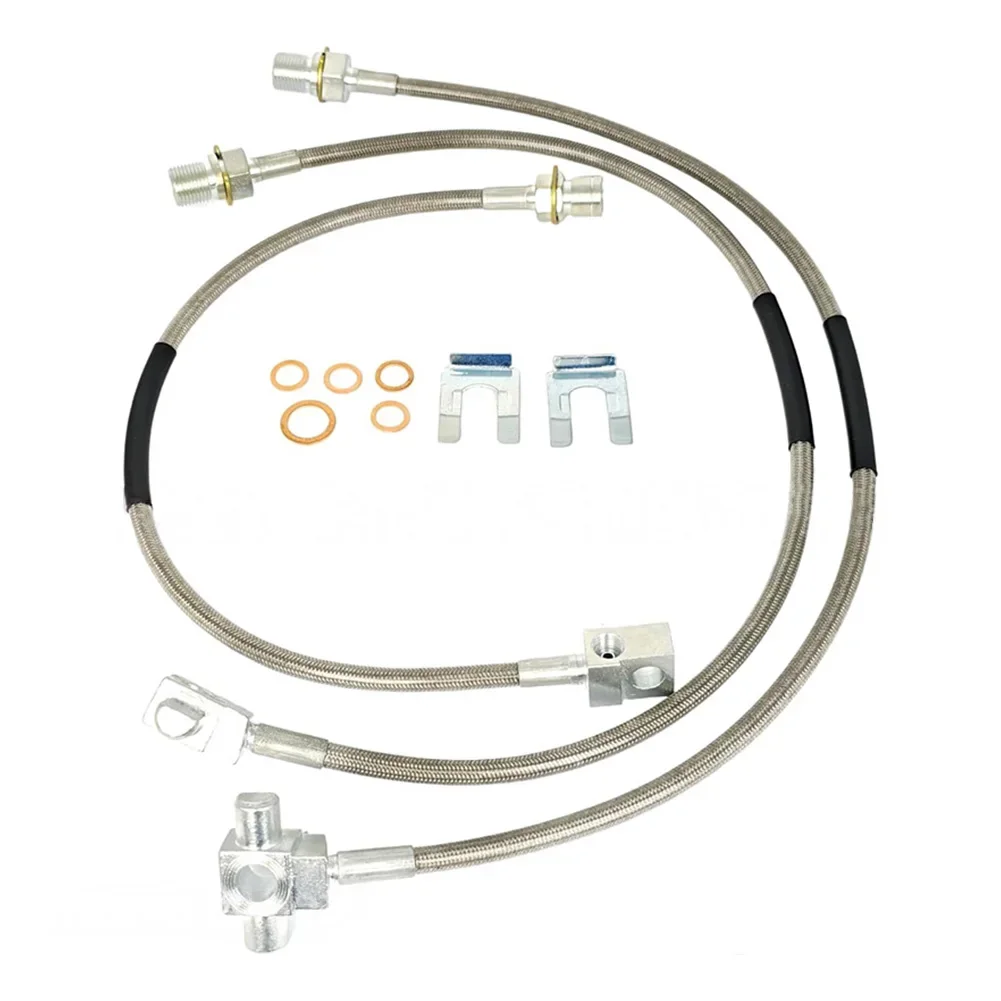 

2PCS 24in Car Front Extended Stainless Steel Brake Lines 89340S For Chevy For GMC Car Accessories