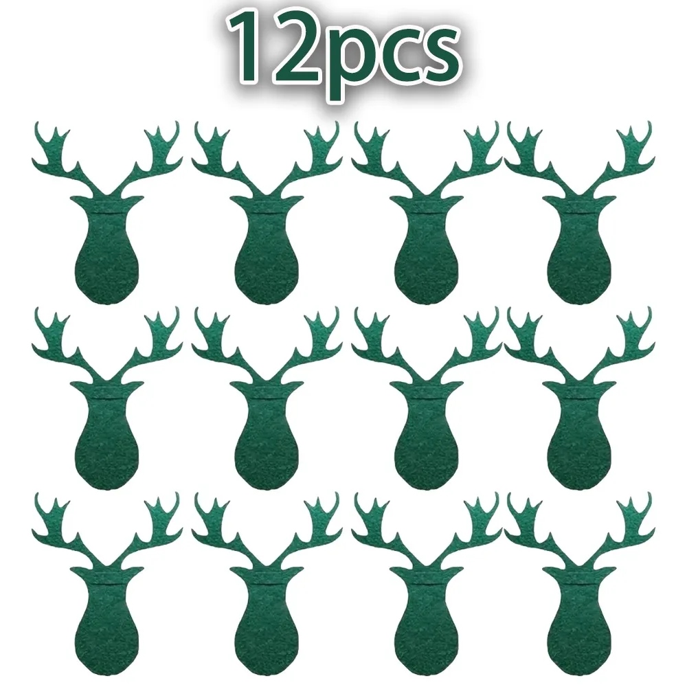 Tree or Reindeer Shape Christmas Cutlery Holders Red Flat Silhouette Felt Silverware Holders Cutlery Slot