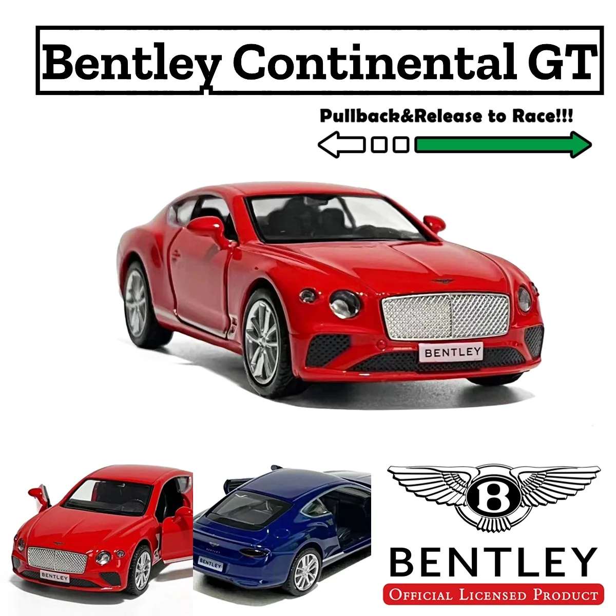 

1:36 Scale Bentley Continental GT Replica Diecast Model Car Interior Decoration Collection Gift for Boys and Toy Car Collector