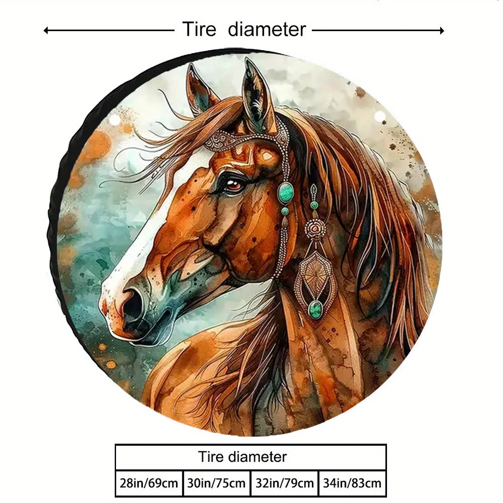 Boho-Chic Mustang Spare Tire Cover Rainproof Polyester for Campers Trailers RVs