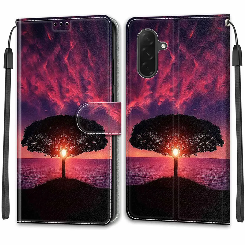 محفظة جلدية قضية الهاتف لسامسونج غالاكسي A07 A17 A06 A16 A26 A36 A56 A175F 5G المغناطيسي الوجه غطاء حامل كتاب رسمت الحالات #2