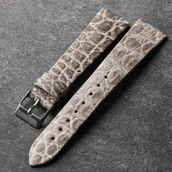 Handmade ultra-thin crocodile leather strap with vintage men's bracelet.18 19 20MM Gray Soft Thin Quick Release