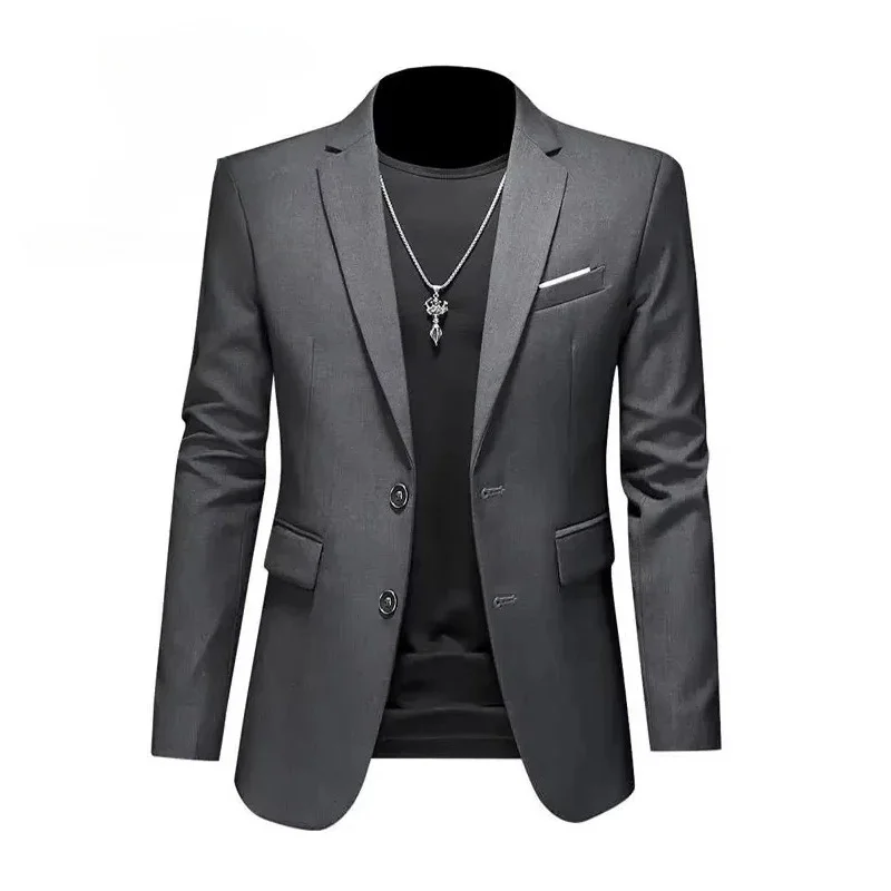 Weiße formelle Jacken für Herren, zwei Knöpfe, langärmelig, koreanische Herrenanzugjacken, Bürokleidung, Hochzeitsblazer – Detail 7