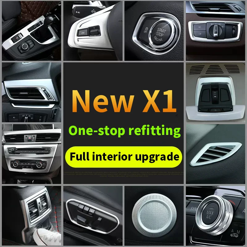 

For 16-22 BMW X1 Modified Interiors, Central Control Gearshift Frame, Central Control Sequin Sticker, X1 Air Outlet Decoration
