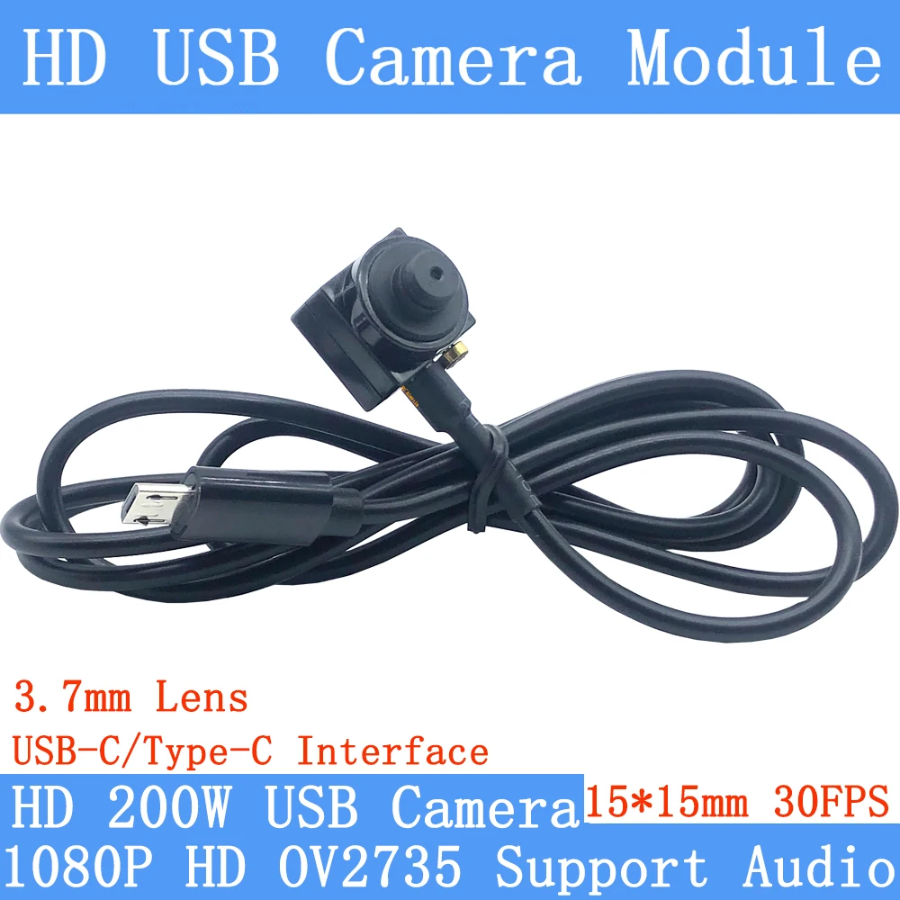 

2MP USB-C HD Low Distortion 30FPS High Speed USB Camera Module 1080P Mini CCTV Webcam Type-C Interface Support Audio 3.7mm Lens