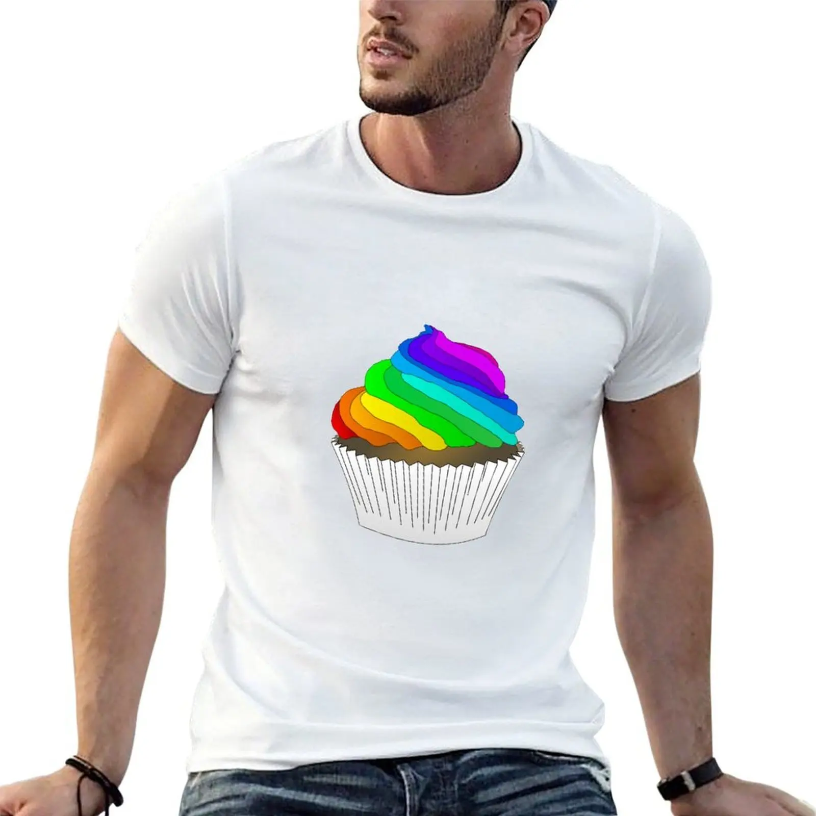 

Rainbow cupcake T-Shirt t shirts for man pack cotton t shirt man plain T-Shirt