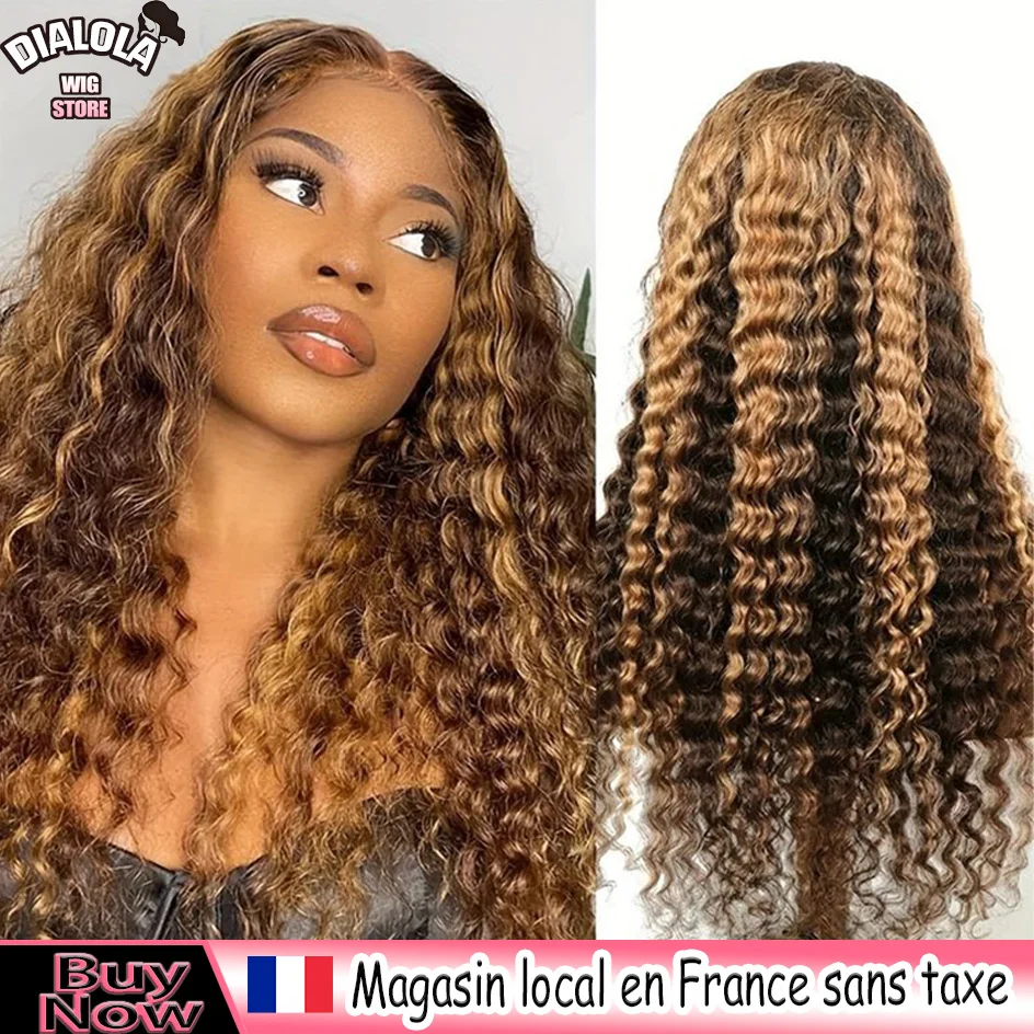 Dialola 4/27 perruque à reflets vague profonde frontale perruque 13x6 Hd dentelle bouclés perruques 13x4 dentelle frontale mettre en évidence perruque cheveux humains colorés