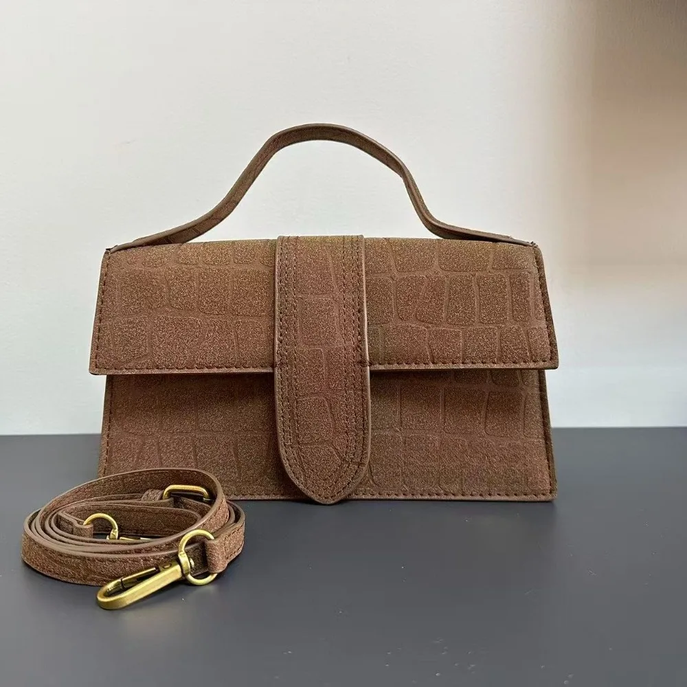 Sac à main pour femme en microfibre givrée embossée 24"Ja 2026, sac bandoulière simple