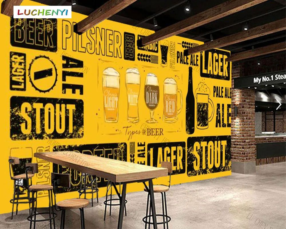 

Papel de parede custom beer bar fast food restaurant 3d wallpaper mural, restaurant bar restaurant cafe wallpaper sticker