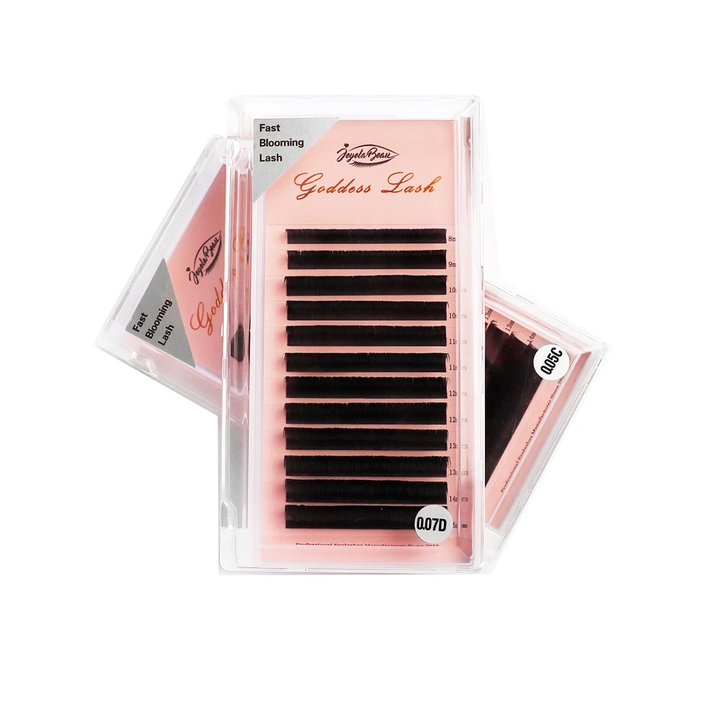 1\'S Blossom Camellia Eyelashes  Easy Fan Volume Lashes  CD Curl Individual Lashes Black Mink False Eyelashes Fake Cilios 12rows