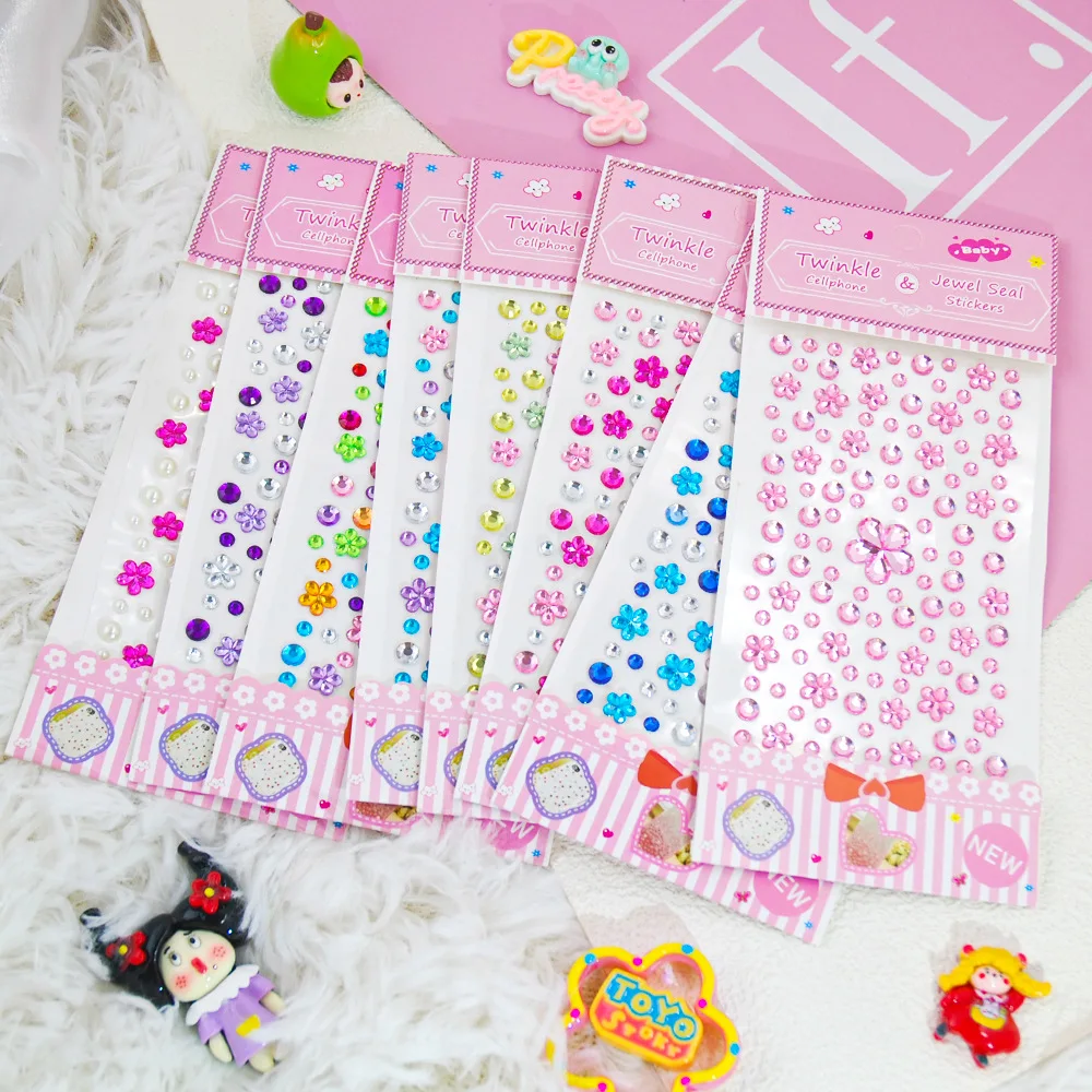 Acrylic Flower Glitter Tattoo Stickers Face Tattoo Flash Colorful Temporary Face Tattoos Tattos Waterproof Makeup