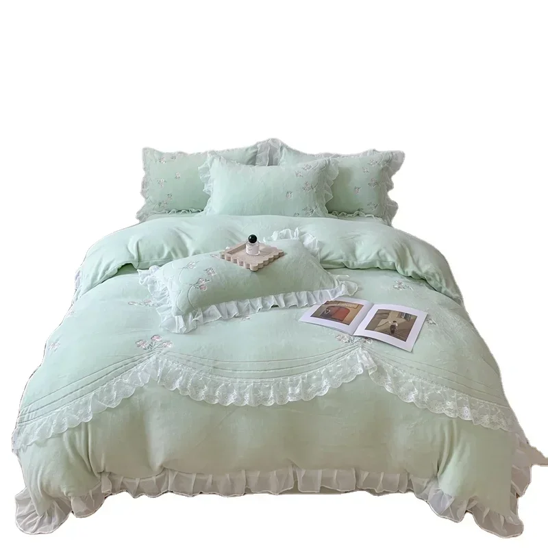 

wholesale home bedding set bedspread Shaggy Ultra Soft Crystal Velvet Duvet Cover fluffy Double/Super King/king size bedding set