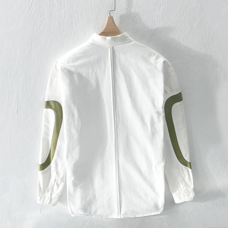Japan Style Fashion Shirts For Men Casual Pure Cotton Shirt Lapel Classic Embroidery Simple Harajuku Streetwear Male Long Sleeve