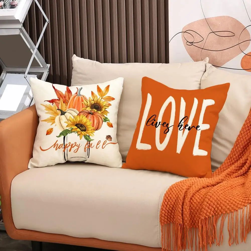 Machine Washable Pillowcase Autumn Farmhouse Pumpkin Harvest Decorative Throw Pillow Covers for Sofa Couch Wrinkle-resistant