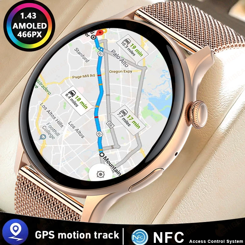 

2025 Новые женские модные умные часы для женщин AMOLED HD Экран GPS Спортивные часы с пульсометром Bluetooth Вызов Водонепроницаемые спортивные умные часы для женщин
