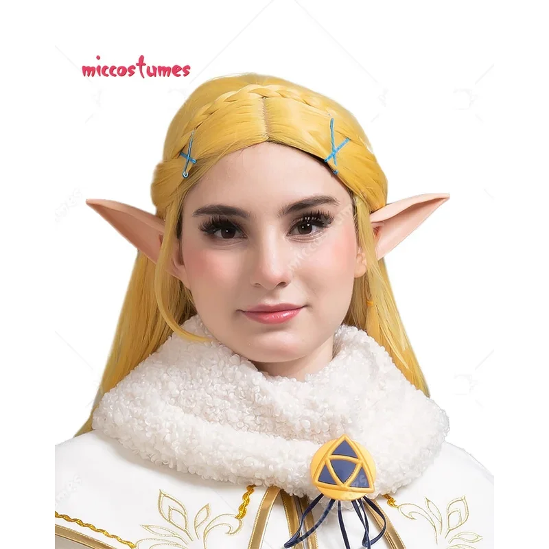 

25COSПринцесса Золотая Коса Парики Длинные Термостойкие Синтетические Волосы Косплей Парики + Уши Эльфа