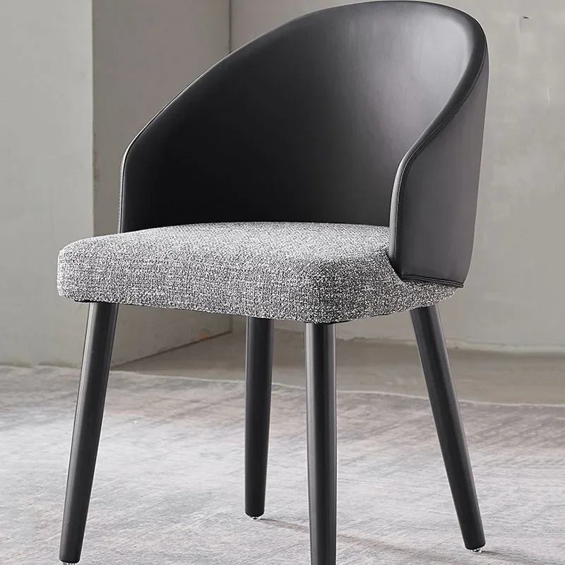 Cadeira de Jantar Nórdica Minimalista em Madeira Maciça com Encosto Ergonômico em Tecido PU de Luxo Moderno para Hotel, Escritório e Casa