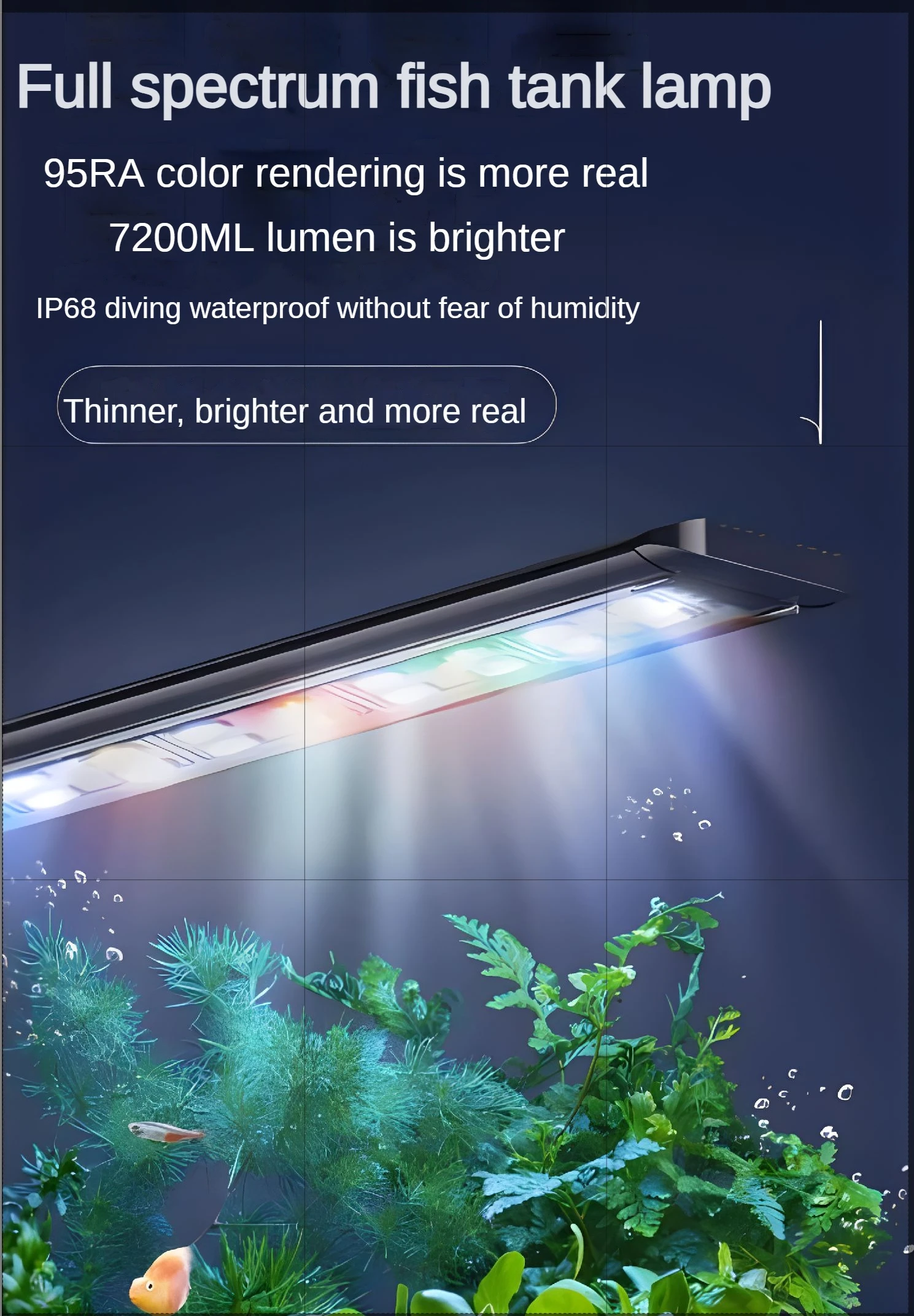 Full spectrum water grass lamp/tri color switching/LED waterproof/aluminum shell/ultra-thin/submersible/95Ra 12-59CM