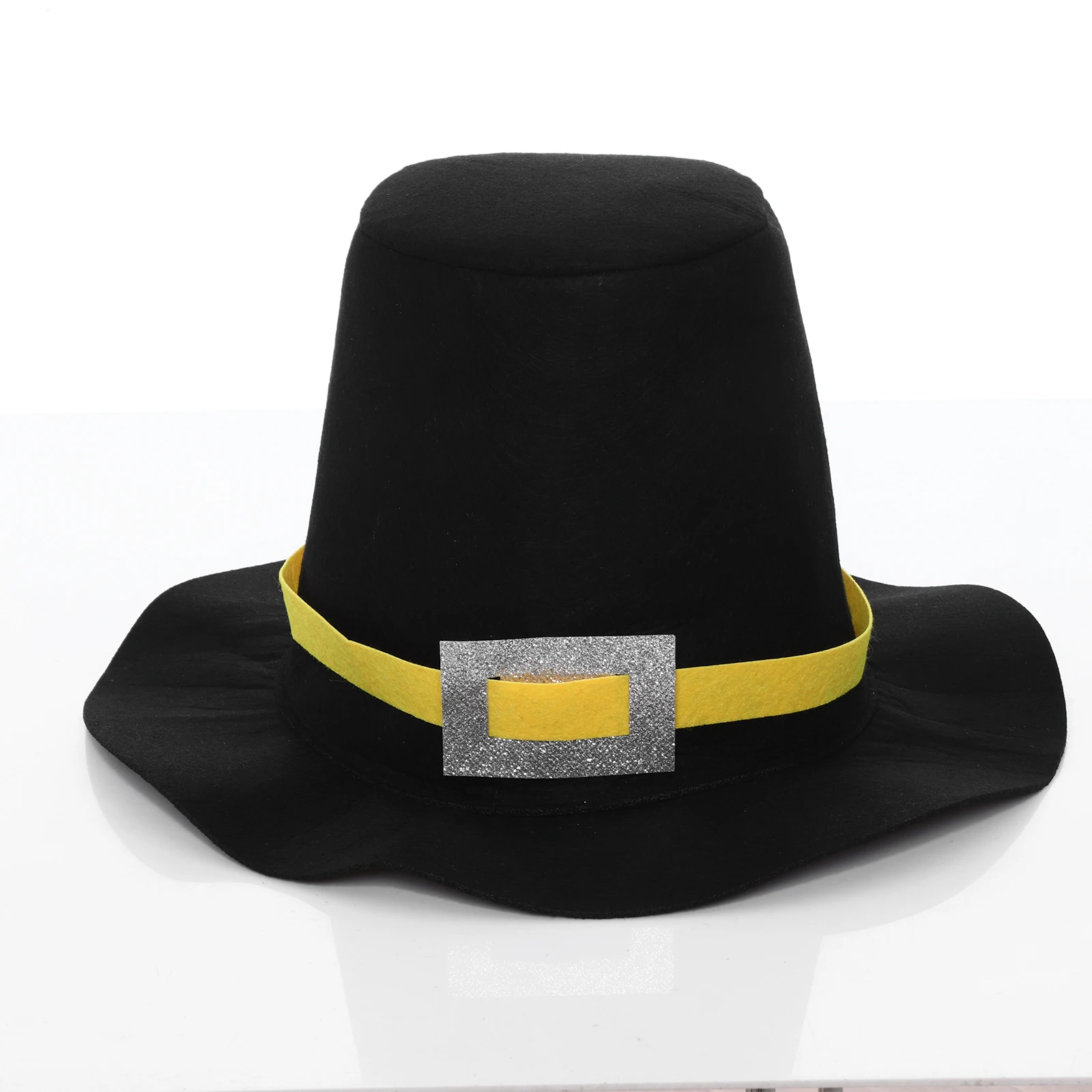 

Unisex Women Men Felt Fedoras Hat Black Top Hat Pilgrim Cap Costume Accessory Festival Supply Props for Themed Party Photography