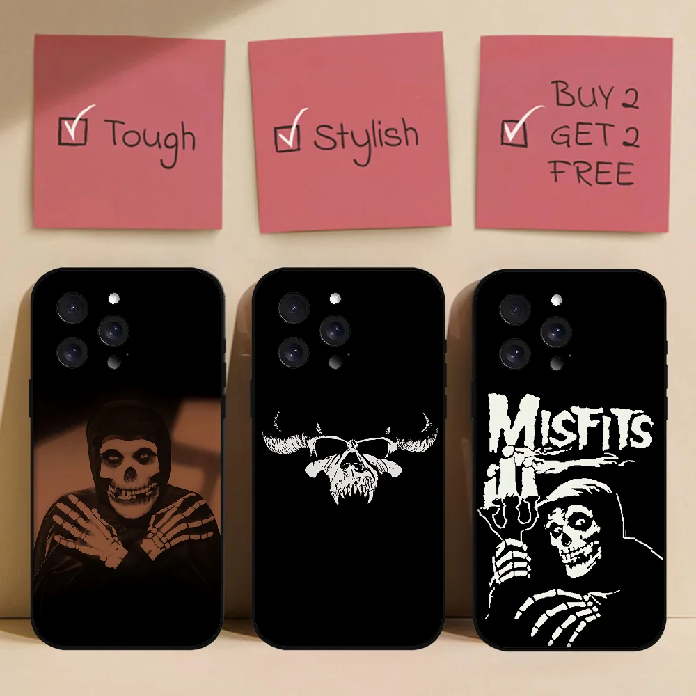 Capa de telefone The Misfits Glenn Danzig Rock para iPhone 16,15,14,13,12,11, XS, XR, X,8,7, Pro, Max, Plus, mini capa preta de silicone