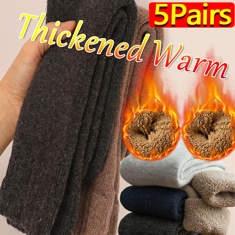 

5 Pairs Thickened Wool Socks Men Women High Quality Towel Keep Warmer Winter Socks Cotton Christmas Socks Thermal Size 38-45