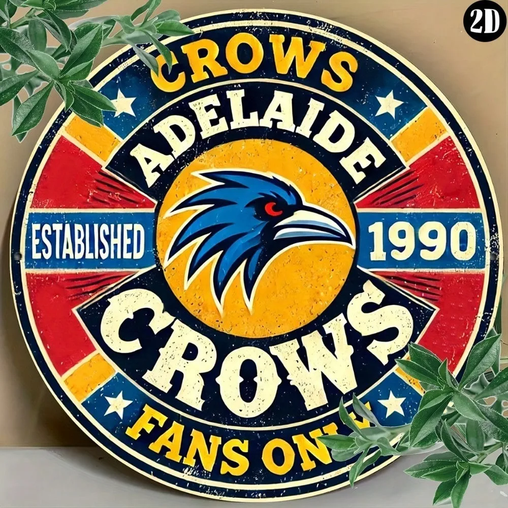 علامة معدنية عتيقة من Adelaide Crows مقاس 20 × 20 سم - ديكور مقهى منزلي ريفي، هدية عيد الميلاد والهالوين للعام الجديد #1