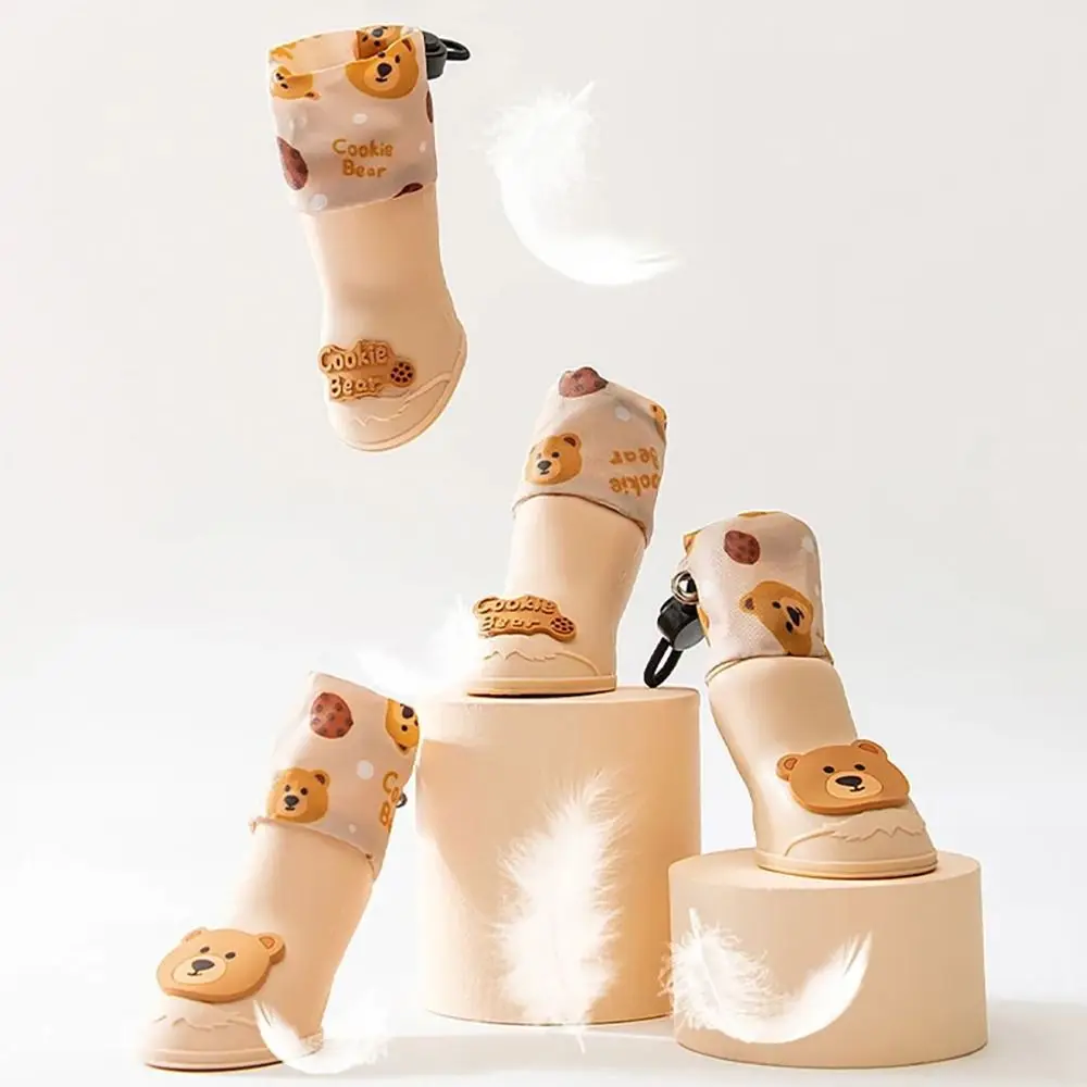 4Pcs/Set Cute Cartoon Pet Silicone Rain Boot Anti Slip Waterproof Foot Cover Dog Shoes Outdoor