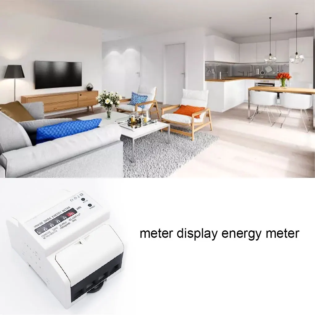 DIN Rail Electric Energy Meter 35mm 5-80A Single Phase Two Wire Portable Rail-mounted Digit Display Dual LED Wattmeter