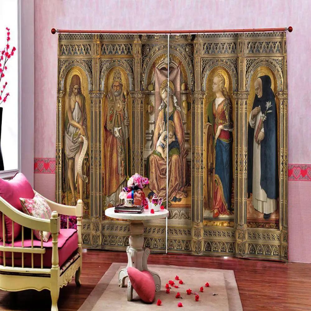 Europe roman angel curtains Bedroom 3D Window Curtain Luxury living room decorate Cortina