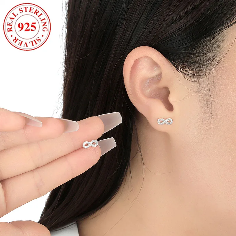 925 silver micro-set full of diamonds 8 word infinity large earrings ladies hypoallergenic ladies jewelry Suitable for gifts