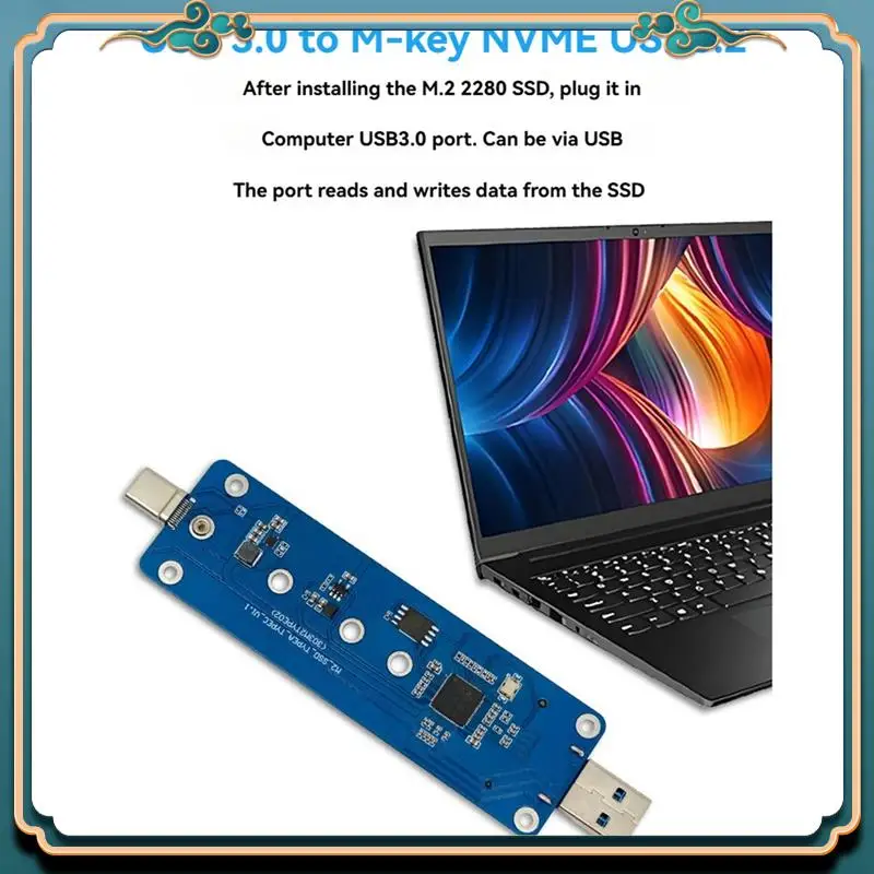 (New)-M2 SSD Adapter Nvme Enclosure M.2 To USB3.2 Case For NVME PCIE M Key SSD NVME To USB3.0/TYPE-C Converter