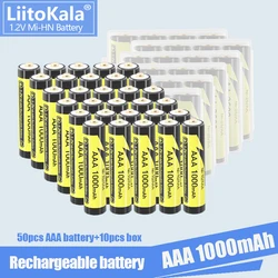 50pcs LiitoKala NIMH Battery AAA 1000mAh 1.2V Ni-MH Rechargeable Battery 3A Batteries Baterias for Camera Flashlight Toys