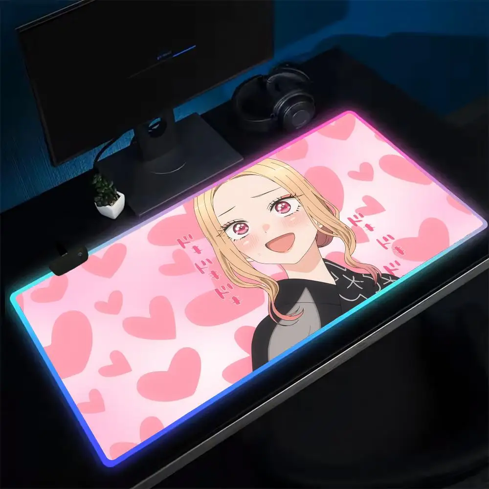 K-Kitagawa Marin Mouse Pad Anime Gaming Mouse Pad LED Table Pads Backlit Rubber Desktop XXL Mousepad RGB Desk Mats