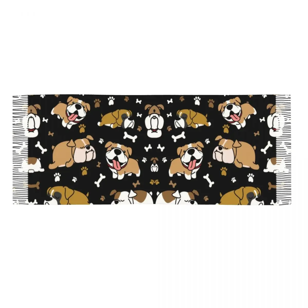 Bufanda de Bulldog Inglés con estampado personalizado para hombres y mujeres, bufandas cálidas de invierno, envoltura de chal para amantes de los perros británicos