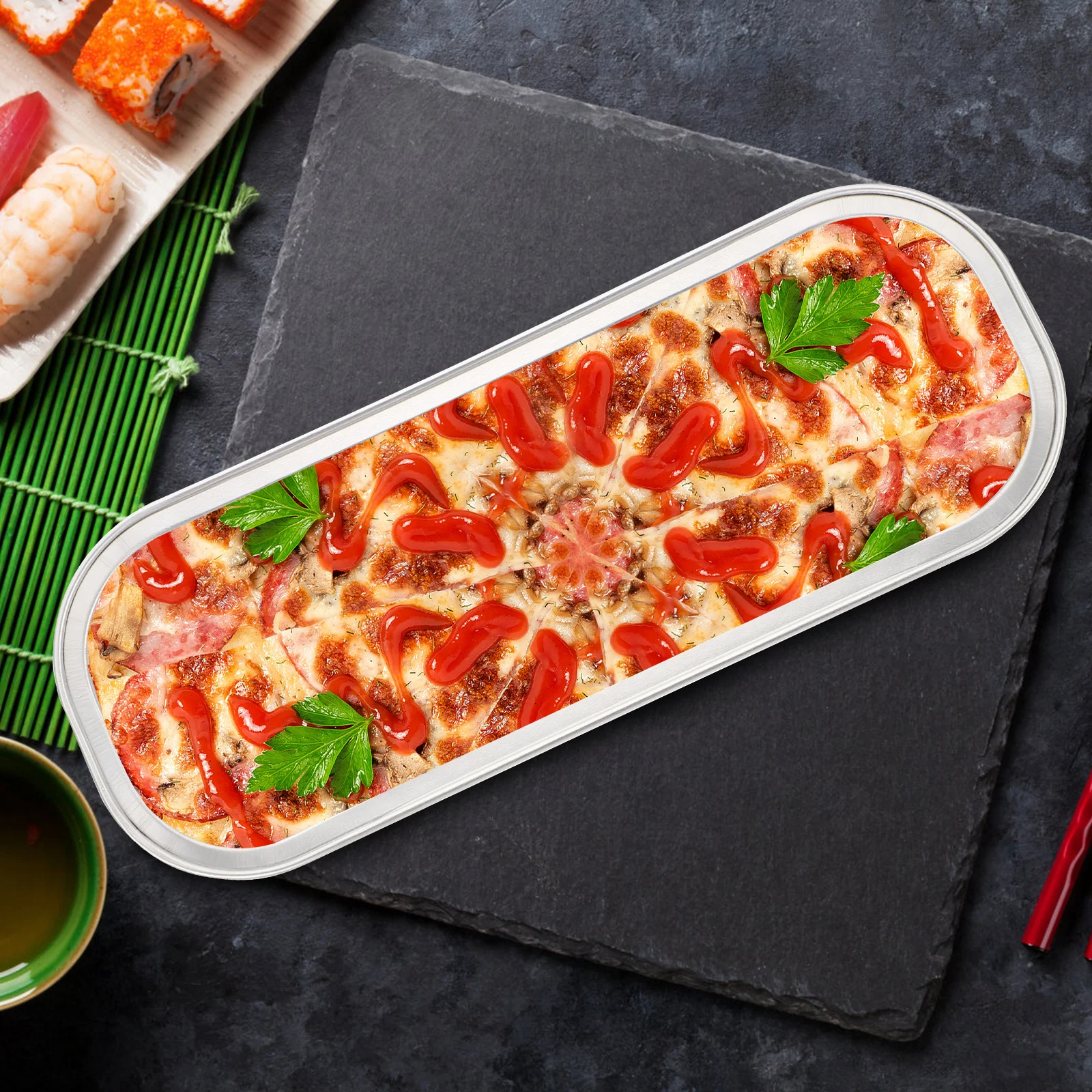 

50Pcs Foil Pans Aluminum Foil Food Containers Thickened Heat Resistant for Baking Roasting Bbq Food Serving Aluminum Pans