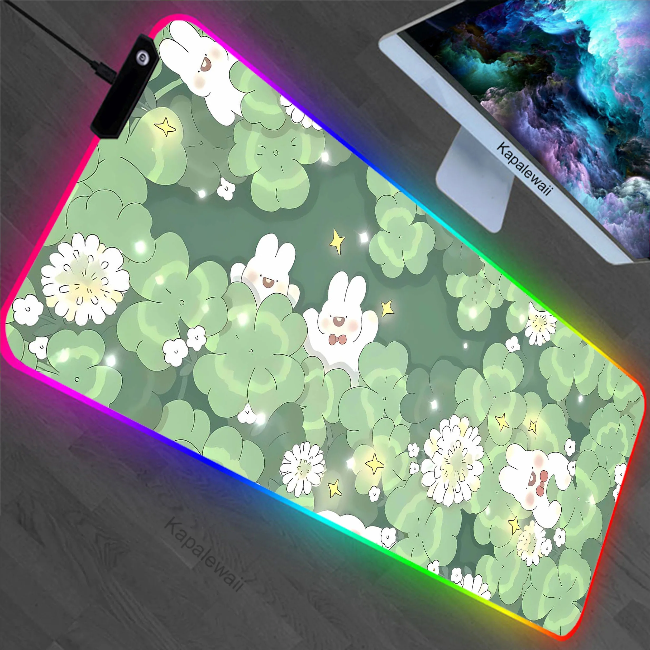 

Cat Plant RGB LED Gamer Desk Mousepad Mechanical Keyboard Rubber XXL Mouse Pad 900x400mm Mice Computer Peripherals Office Mat