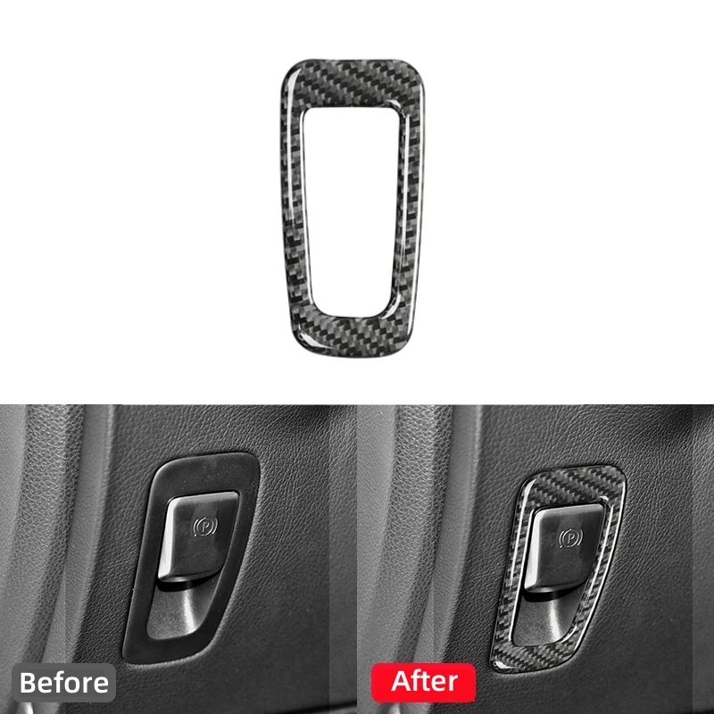 For Mercedes Benz C GLC Class W205 X253 Carbon Fiber Auto Electronic Handbrake P Button Trim Frame Sticker Cover Car Accessories