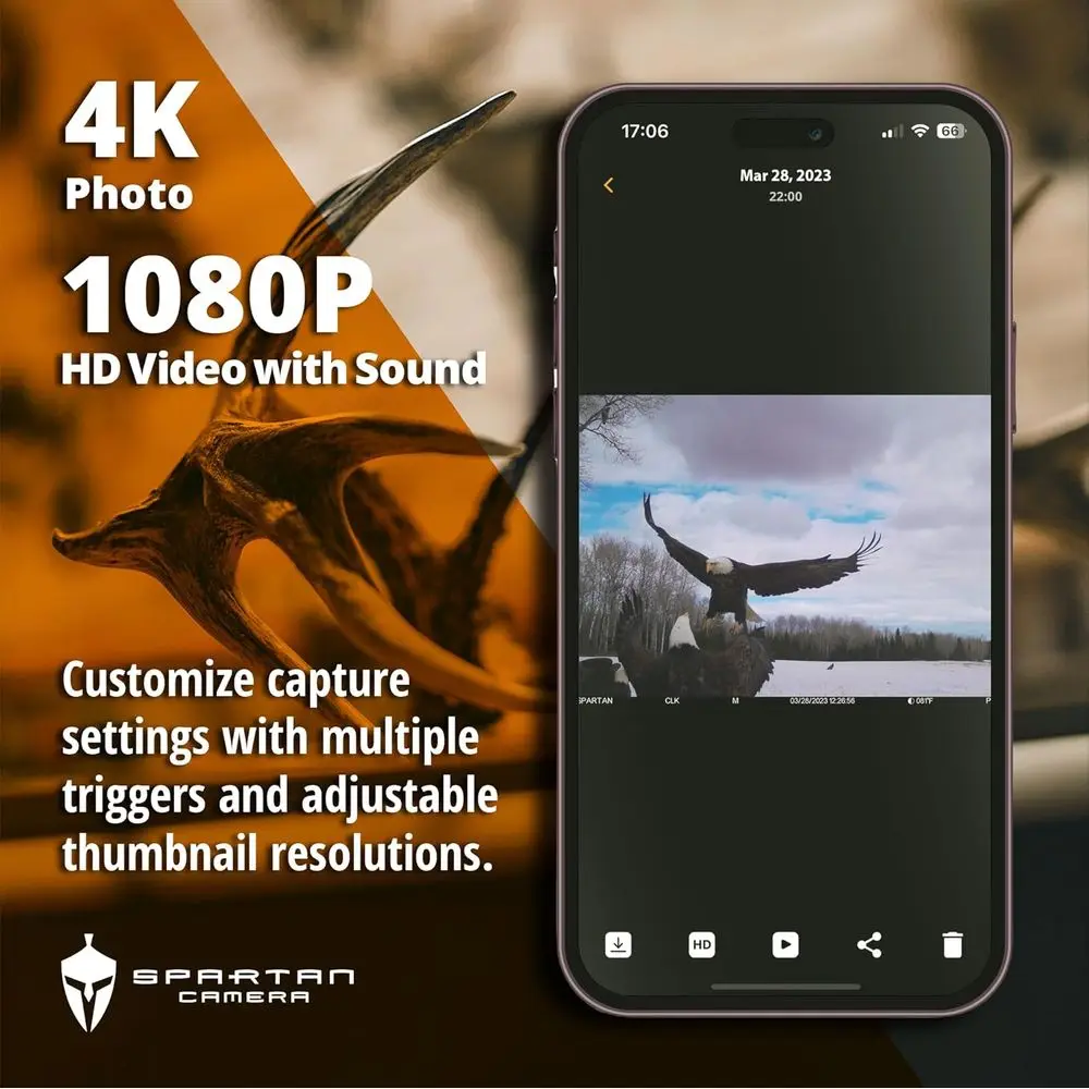 Câmera de trilha 4G LTE com 96 °   Lente ampla, alimentação ao vivo, GPS, captura sob demanda, alertas em tempo real, lítio integrado, Spartan Camo (Verizo